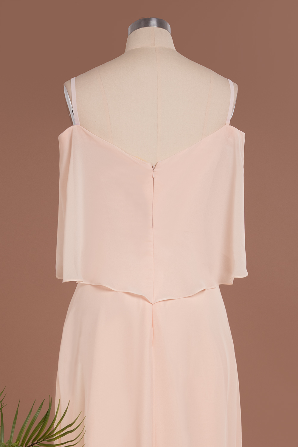 Elegant Champagne Off the Shoulder Chiffon Bridesmaid Dress Side Slit Wedding Guest Dress