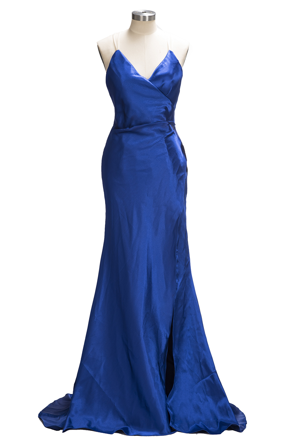 Royal-Blue Open-Back V-Neck A-Line Side-Slit Elegant Evening Dress UK qq0194
