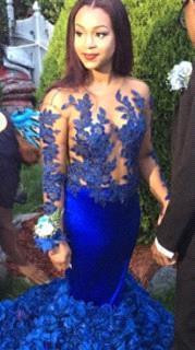 Modern Long Sleeve Royal Blue Prom Dress UKes UK Mermaid Woemn's Party Gowns BK0