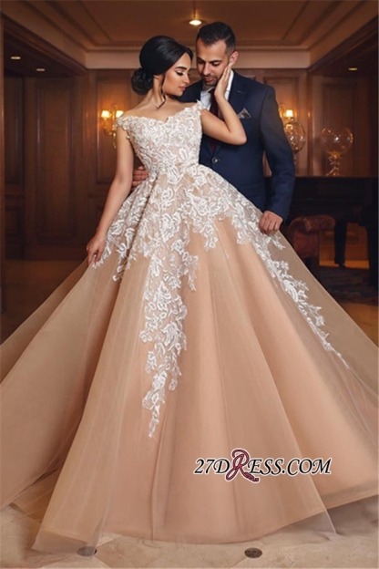 Off-the-shoulder Lace Evening Dress | Princess Wedding Dress With Appliques