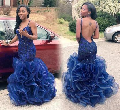 Sparkly Sleeveless Mermaid Prom Dress UK Organza Lace Appliques Sleeveless BK0