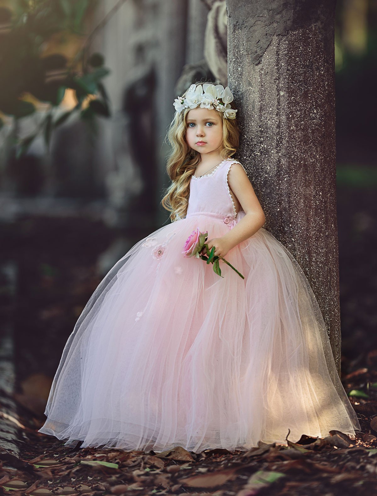 Ball-Gown Long Pink Cute Flower Girl Dresses BA6882