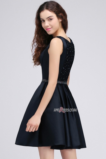 Sexy A-line Sleeveless Beading Tiers Lace Homecoming Dress UKes UK