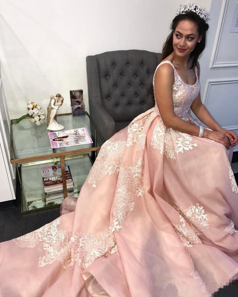 Sexy Pink Lace Appliques Straps Prom Dress UKes UK Ruffle Sexy Sleeveless Evening Dress UKes UK