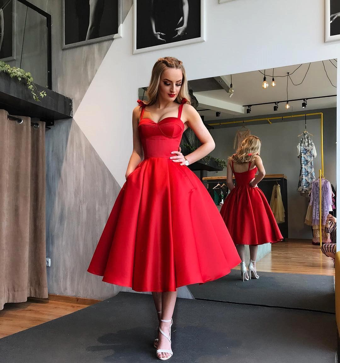 Sexy Sweetheart Red Short Prom Dress UK |Tea-Length Homecoming Dress UK