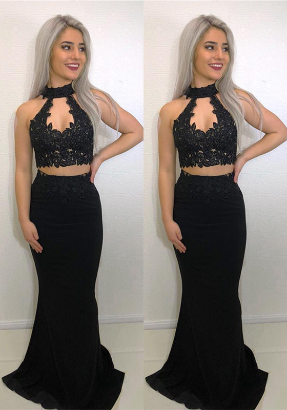 Black Two Piece Prom Dress UK | Mermaid Formal Gowns