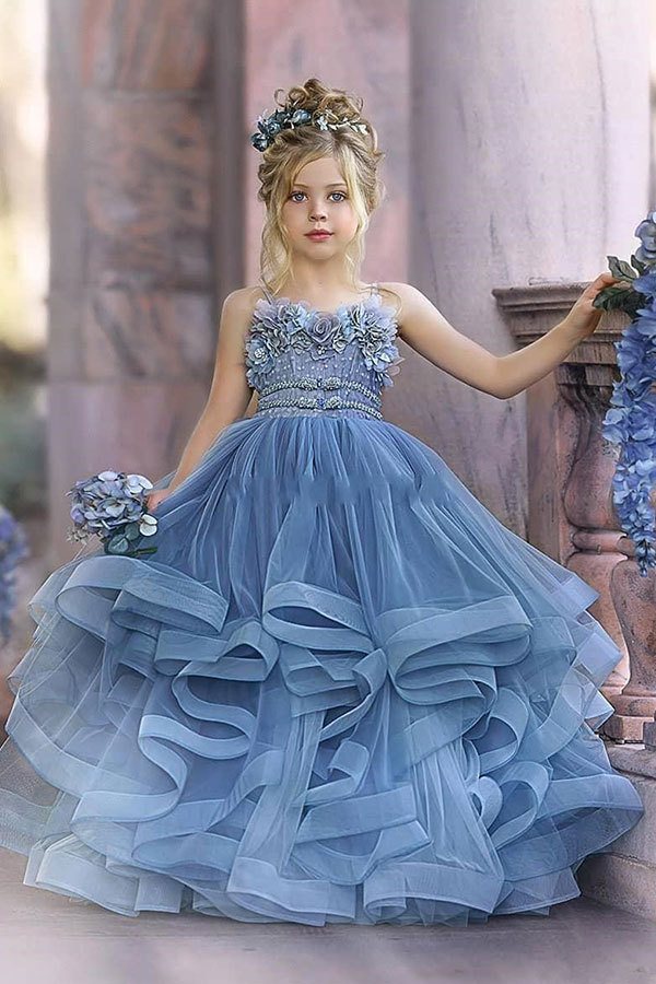 Navy Blue Blue And Silver Flower Girl Dresses Navy Blue Tulle