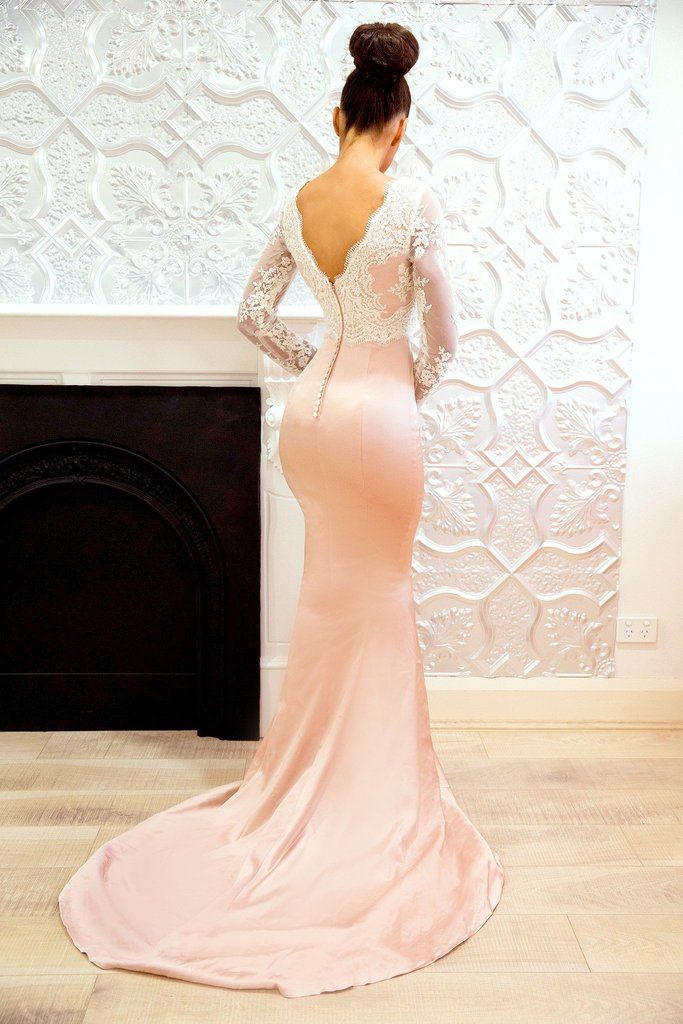 Long-Sleeve Lace Bridesmaid Dress UK | Mermaid Long Formal Wear-27Dress.co.uk