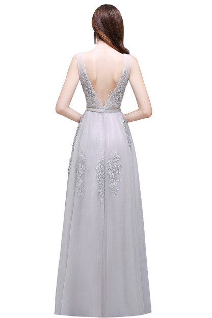ADDYSON | A-line Floor-length Tulle Bridesmaid Dress with Appliques