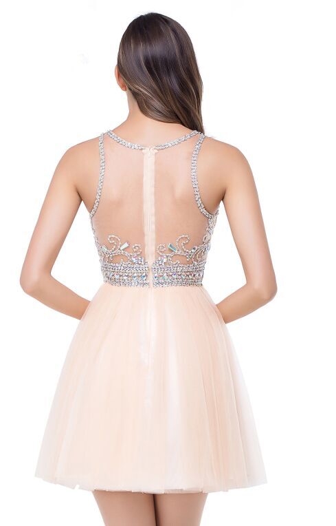Sexy Beadings Crystal Short Prom Dress UK Chiffon Homecoming Gown