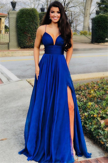 Sexy A-Line Spaghetti Straps Sleeveless Side Slit Affordable Evening Dress UKes UK UK