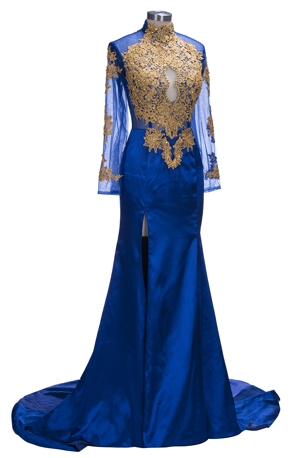 SAL | Mermaid Long Sleeves Front Split Appliques Prom Dresses