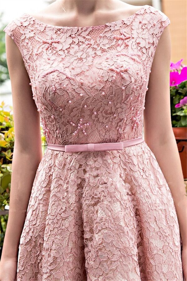Gorgeous Beadings Lace A-Line Lace-up Tea-Length Homecoming Dress UKes UK