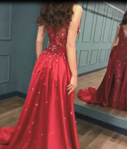 Sparkle Elegant Mermaid V-Neck Crystals Prom Dress UKes UK UK with Overskirt