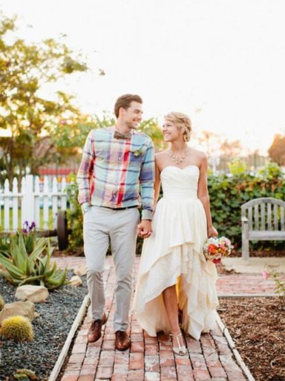 A-Line Asymmetrical Ruffles Sweetheart Sleeveless Sweetheart Wedding Dresses UK
