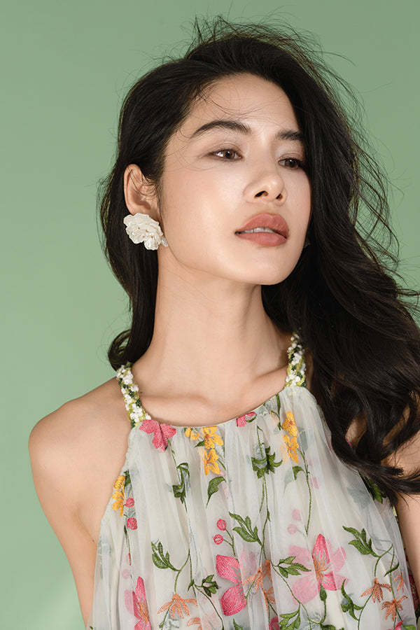 Floral Halter A-Line Long Chiffon Dresses-27Dress.co.uk