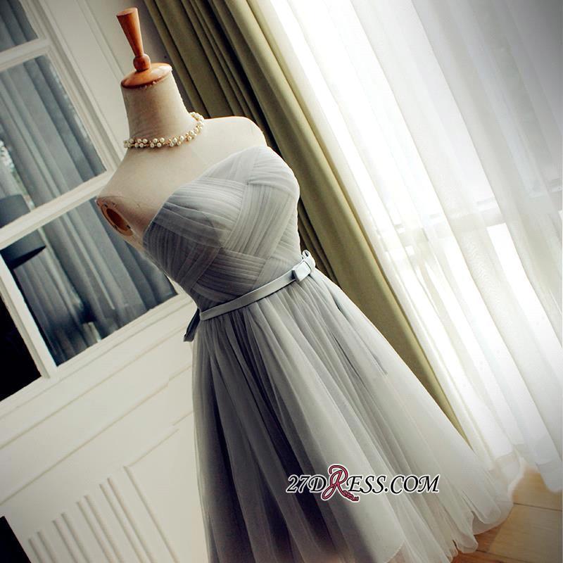 Short Romantic Strapless Ruched-Top With Sash Homecoming Dress UKes UK