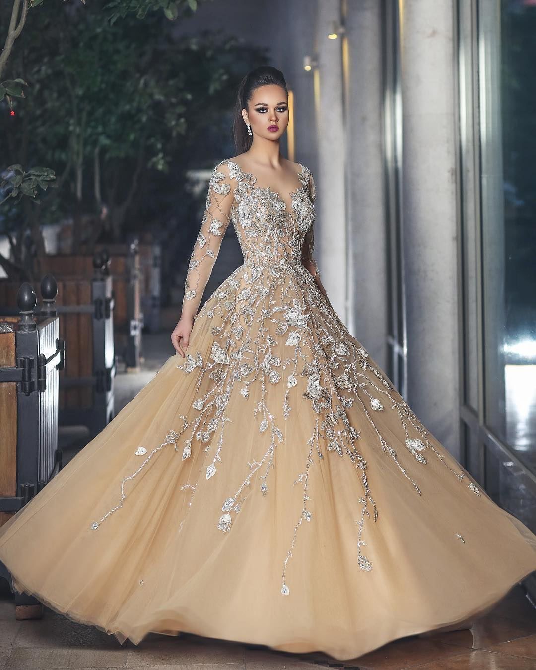 Gorgeous Long Sleeve Evening Dress UK Tulle With Lace Appliques BA8501