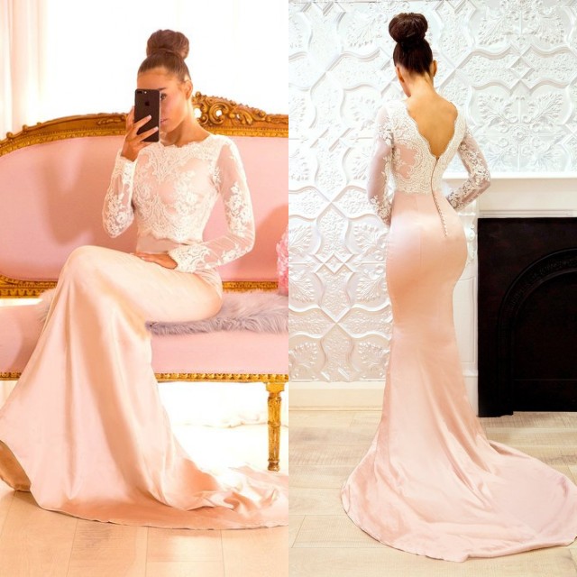Long-Sleeve Lace Bridesmaid Dress UK | Mermaid Long Formal Wear-27Dress.co.uk