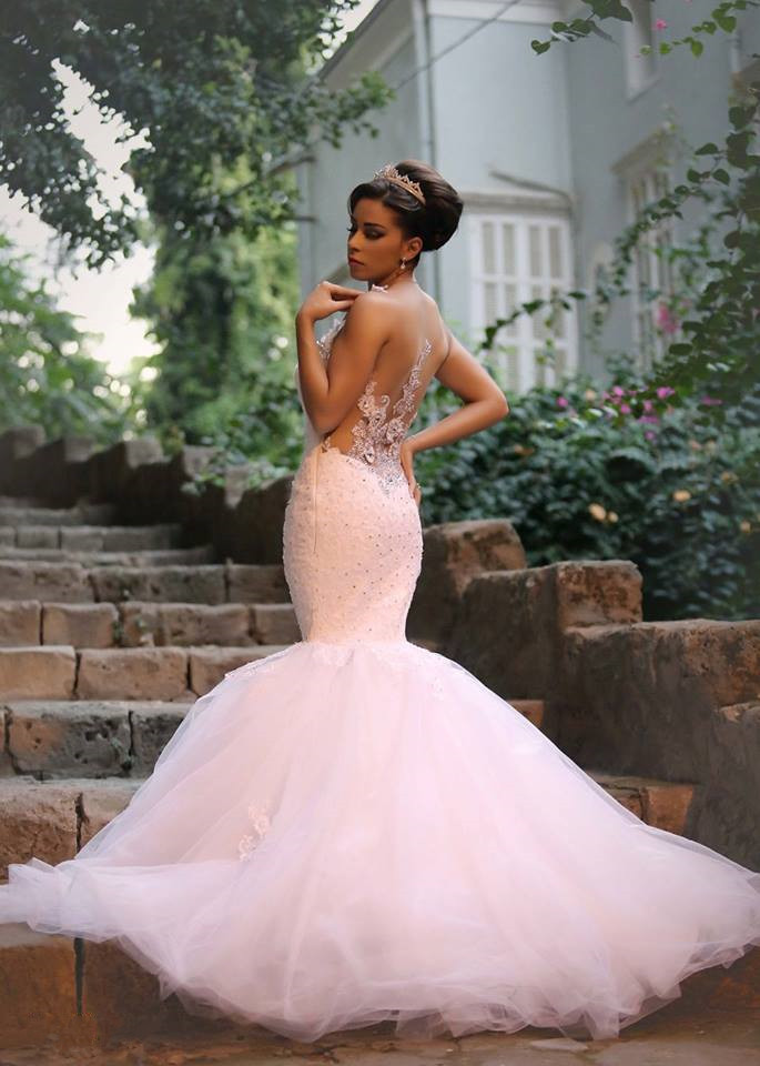 Fabulous Sweetheart Sexy Mermaid Wedding Dresses UK Beadss Tulle Lace Appliques