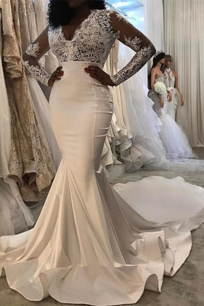 Lace Trumpet/ Sexy Mermaid Wedding Dresses UK | White Chic Wedding Dress