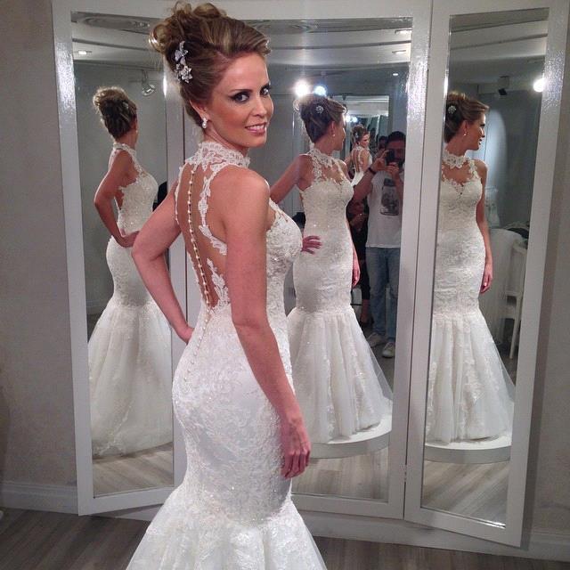 Fashion Sleeveless Lace Wedding Dresses UK Sexy Mermaid Tulle Princess