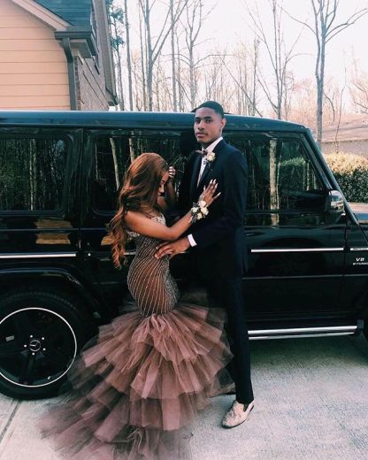Simple Straps without Sleeve Applique Tulle Elegant Mermaid Prom Dress UK UK
