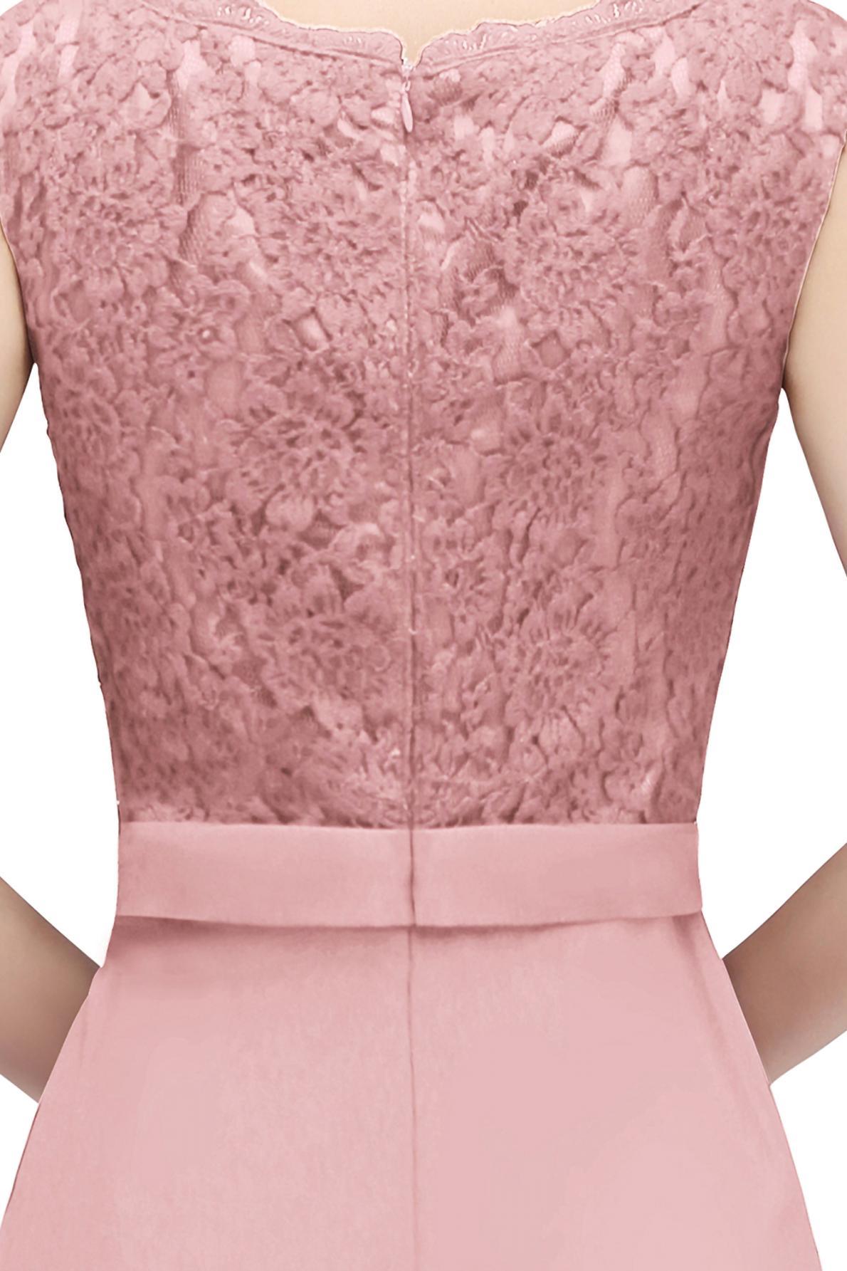 Elegant Sleeveless Dusty Pink Long Bridesmaid Dress Floral Lace Aline Wedding Guest Dress