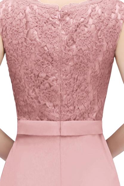 Elegant Sleeveless Dusty Pink Long Bridesmaid Dress Floral Lace Aline Wedding Guest Dress