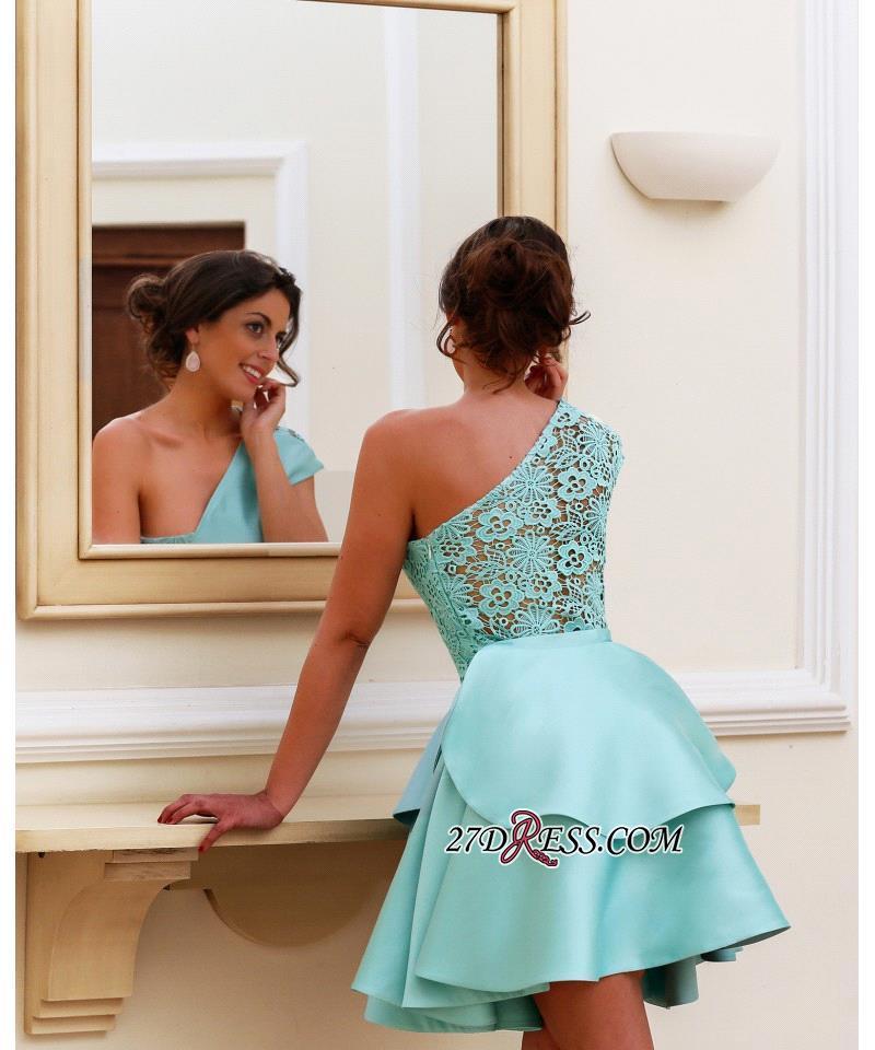 One-Shoulder Lace Shot Pretty Two-Layer Party Homecoming Dress UK