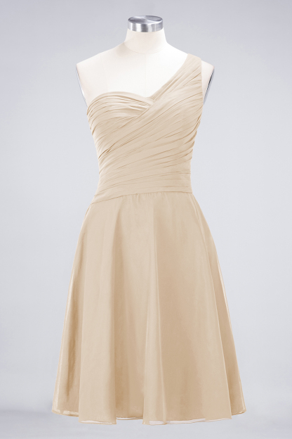Sexy A-line Flowy One-Shoulder Sweetheart Sleeveless Short length Bridesmaid Dress UK UK with Ruffles