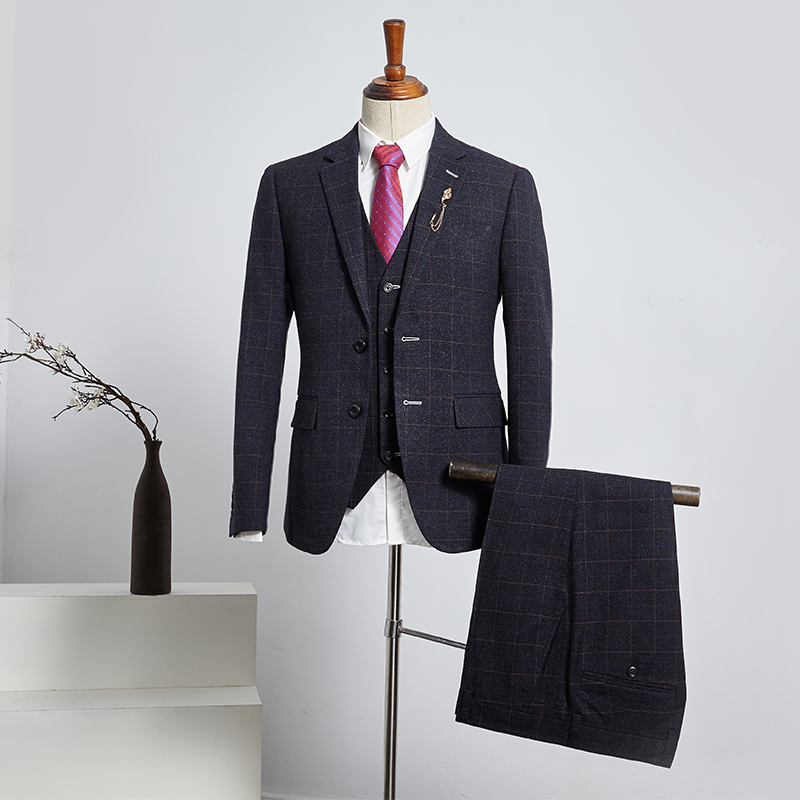 Benedict Formal Black Plaid Slim Fit Custom Business Suit For Men
