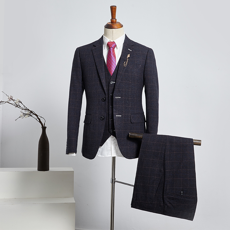 Benedict Formal Black Plaid Slim Fit Custom Business Suit For Men