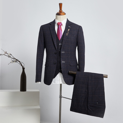 Benedict Formal Black Plaid Slim Fit Custom Business Suit For Men