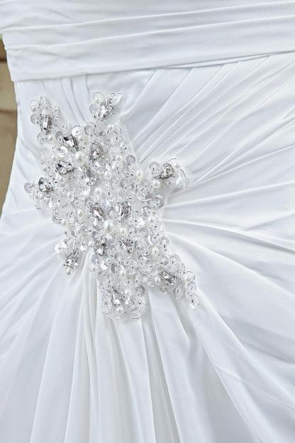 Front Split White Wedding Dress Beadss Sweetheart Sleeveless