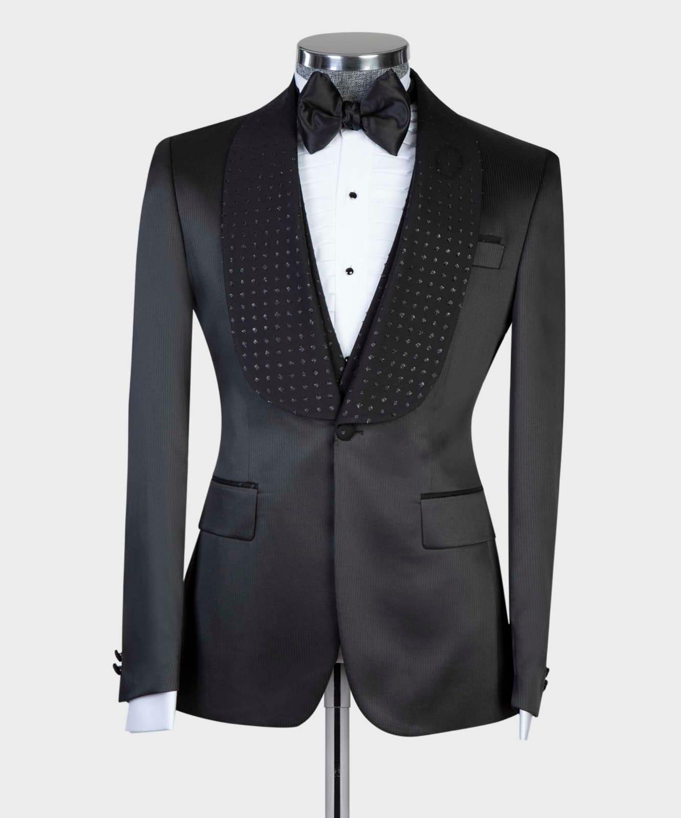 Bradford Black Two Pieces Shawl Lapel Bespoke Wedding Suits
