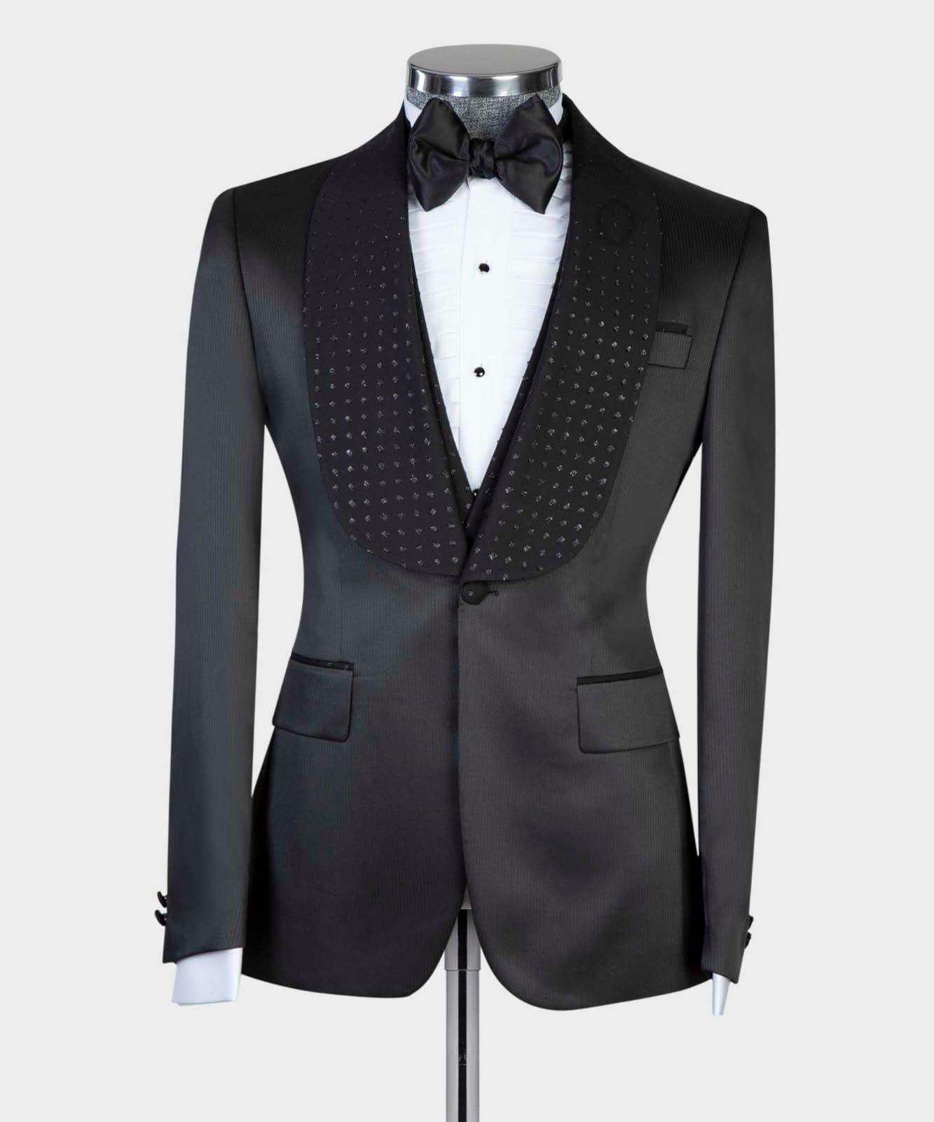 Bradford Black Two Pieces Shawl Lapel Bespoke Wedding Suits