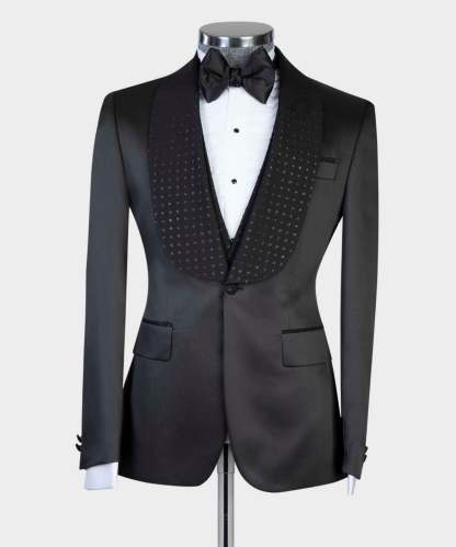 Bradford Black Two Pieces Shawl Lapel Bespoke Wedding Suits