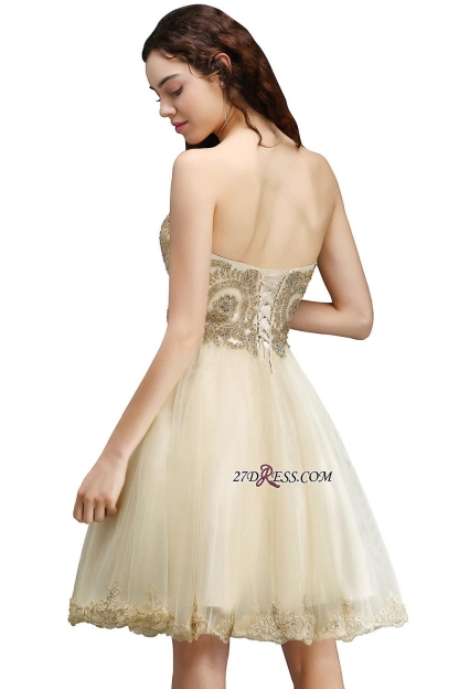 Lovely Sweetheart Short Appliques Lace-Up Homecoming Dress UK