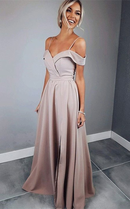 Sexy Spaghetti Strap Prom Dress UKes UK Sleeveless Side Slit Elegant Evening Dress UKes UK Sexy