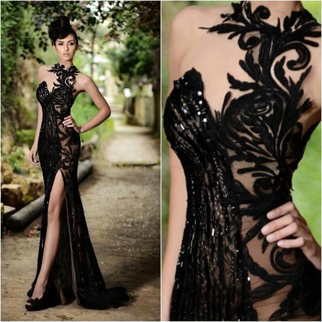 Elegant Black Prom Dress UK| Mermaid Evening Dress UK With Slit-27Dress.co.uk