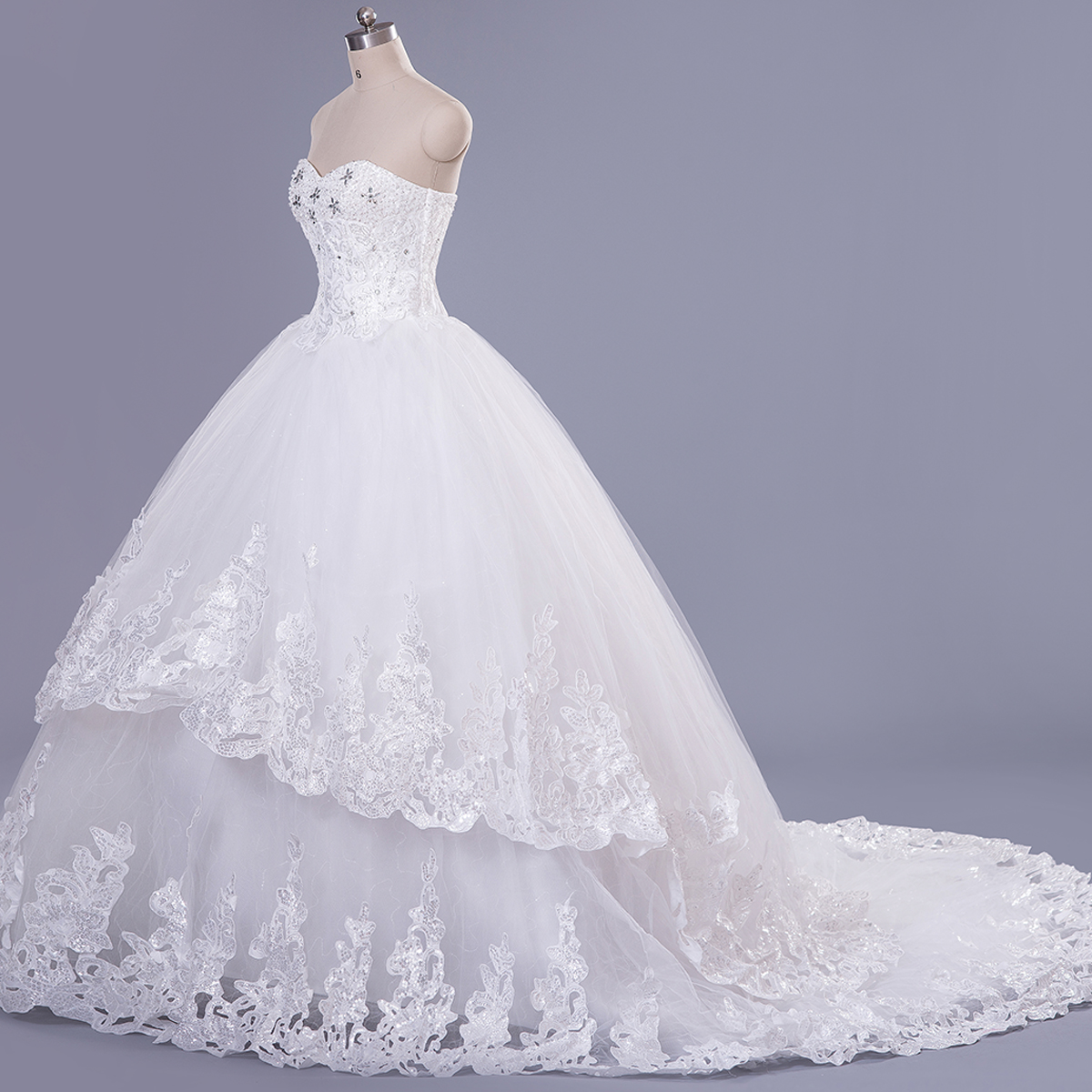 Modern Sweetheart Sleeveless Tulle Lace Wedding Dress With Beadss Lace-up