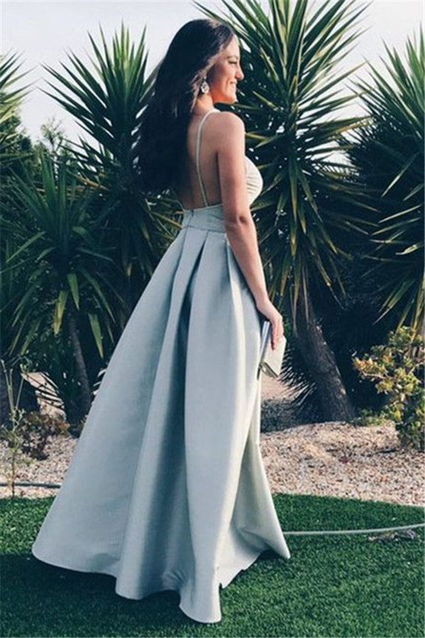 Sexy Ruffle Backless Prom Dress UKes UK Spaghetti-Strap Sleeveless Evening Dress UKes UK