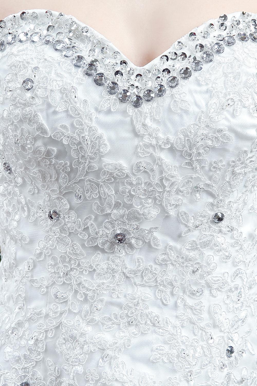 Elegant Sequined Lace Tulle Wedding Dress Court Train Lace-up
