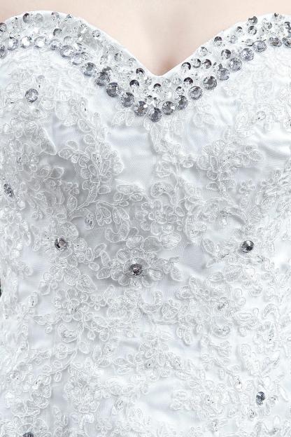 Elegant Sequined Lace Tulle Wedding Dress Court Train Lace-up