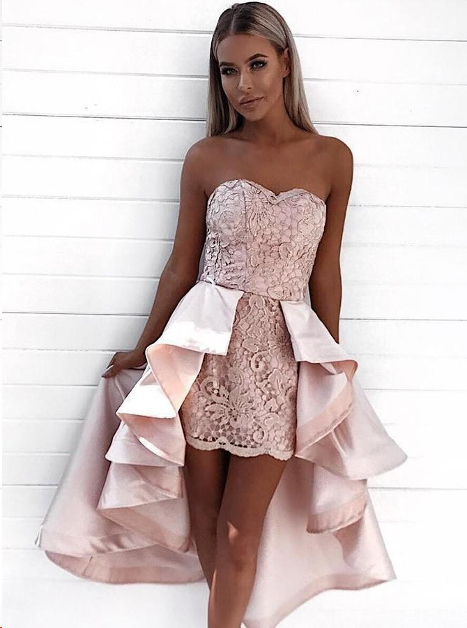 Chic Hi-Lo Sweetheart Strapless Homecoming Dress-27Dress.co.uk