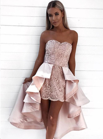 Chic Hi-Lo Sweetheart Strapless Homecoming Dress-27Dress.co.uk