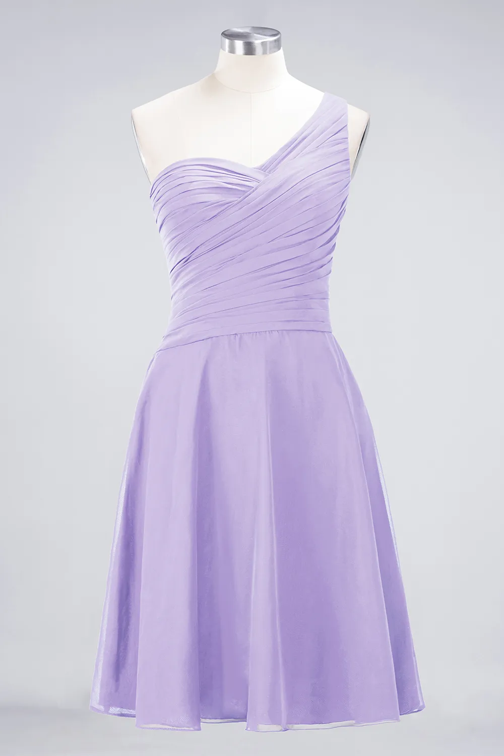 Sexy A-line Flowy One-Shoulder Sweetheart Sleeveless Short length Bridesmaid Dress UK UK with Ruffles
