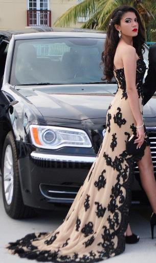 Newest Sleeveless Hi-Lo Black Prom Dress UK Sweep Train