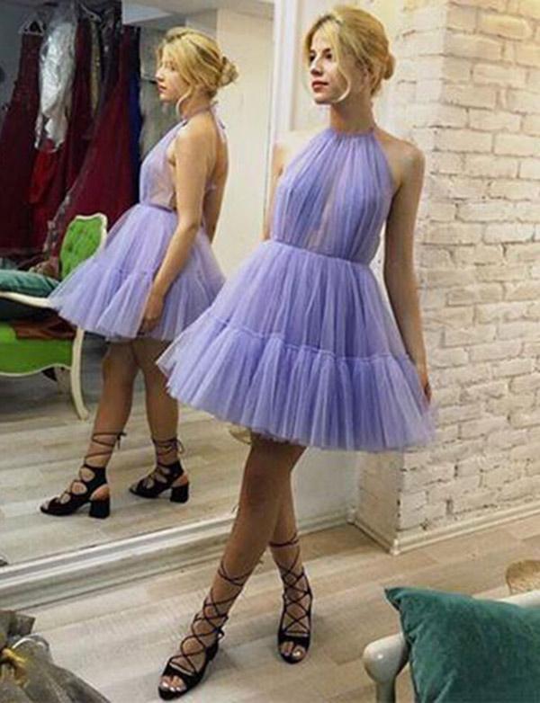 Different Sleeveless A-Line Halter Tulle Short length Prom Dress UK UK
